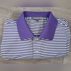 Peter Millar Summer Comfort Short Sleeve Yellow And Purple Golf Polo Mens Large